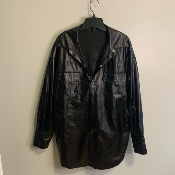 Black PU Faux Leather Jackets #163 - Picture 11 of 13